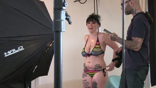 Tattooed emo porn star Joanna Angel in sexy backstage movie