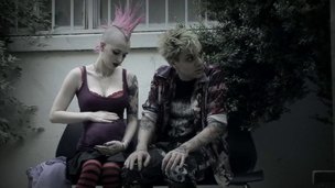 Pair of punkers having sex in all positions that they can think of