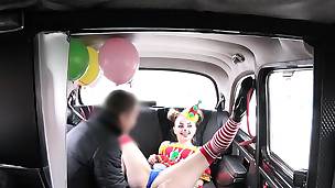Clown newborn squirts increased by fucks here performance taxi-cub